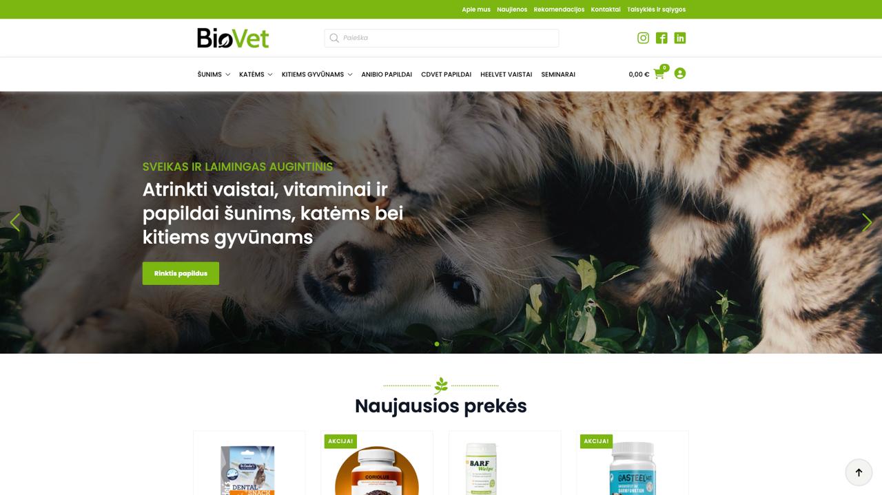 BioVet e-commerce platform homepage screenshot