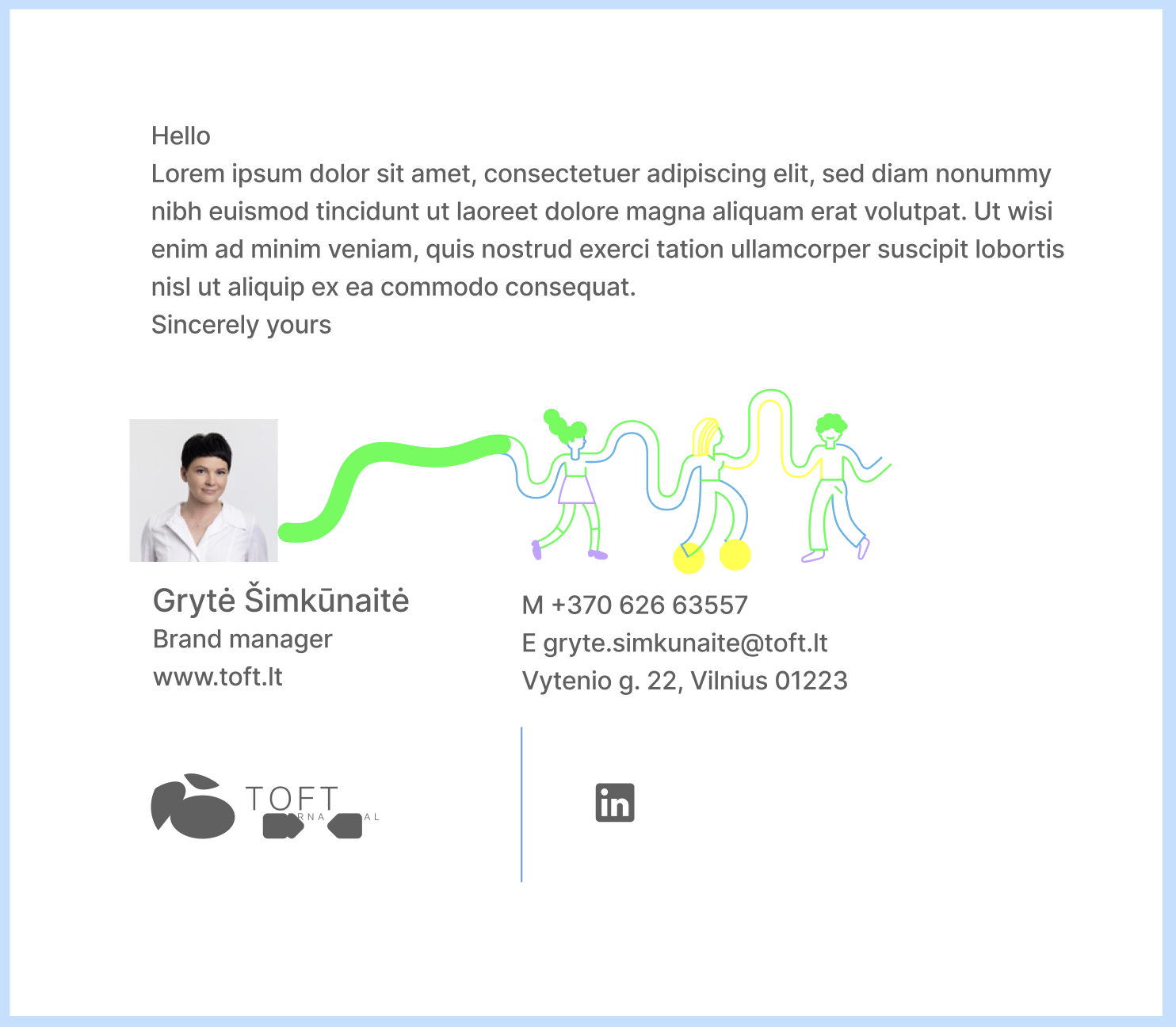 TOFT email signature design three